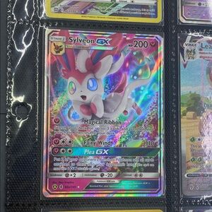Pokemon Sylveon GX Holo Card - Pink and White